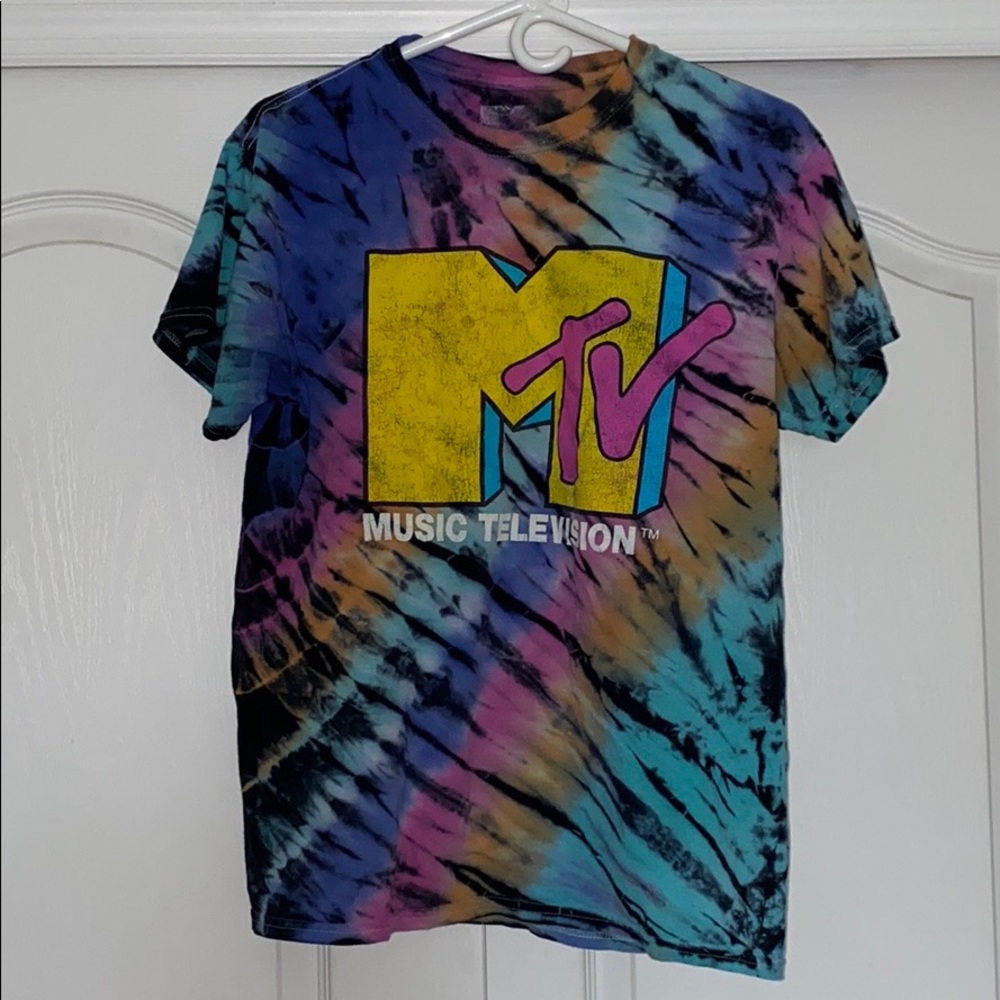 MTV Oversized Fit Short Sleeve Tie-Dye Shirt